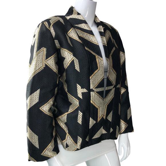 Chicos Women Size 2 US 12 Egyptian Sophisticate Persias Jacket Metallic Jacquard - Picture 11 of 16